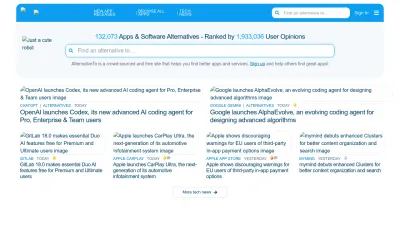 Screenshot of Alternativeto.net