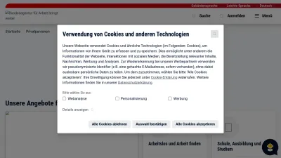Screenshot preview of arbeitsagentur.de