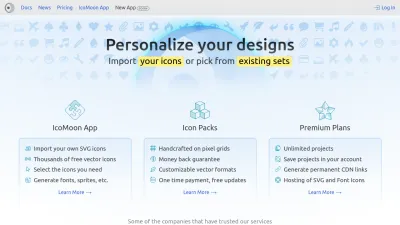 Screenshot preview of icomoon.io
