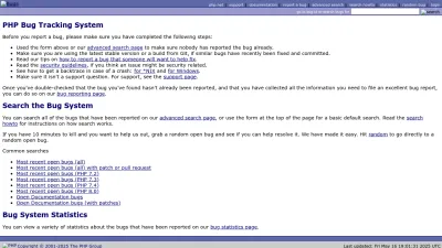 Screenshot of Bugs.php.net