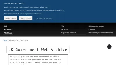 Screenshot of Webarchive.nationalarchives.gov.uk
