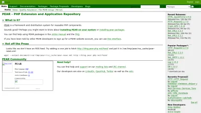 Screenshot of Pear.php.net