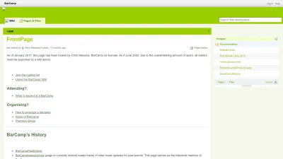 Screenshot of Barcamp.org