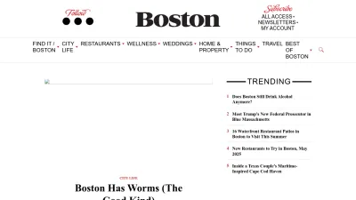 Screenshot of Bostonmagazine.com