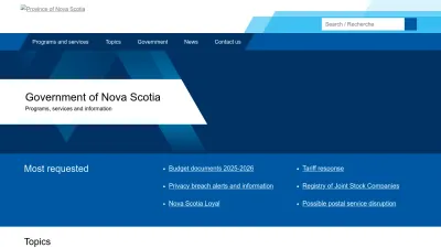 Screenshot of Novascotia.ca