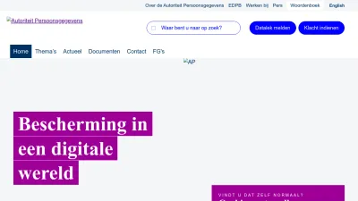Screenshot of Autoriteitpersoonsgegevens.nl