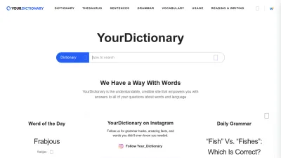 Screenshot preview of yourdictionary.com