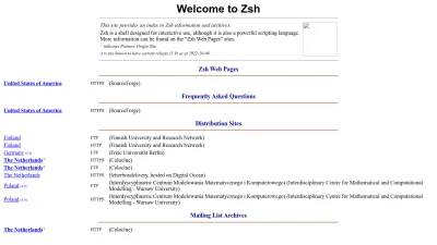 Screenshot of Zsh.org