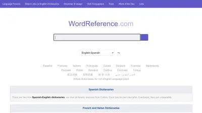 Screenshot of Wordreference.com