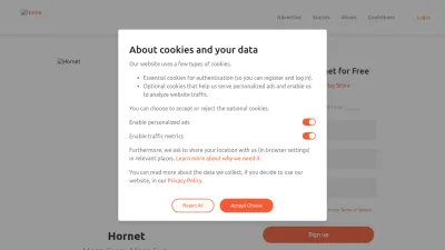 Screenshot of Hornet.com