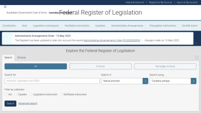 Screenshot of Legislation.gov.au