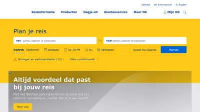Screenshot preview of ns.nl