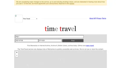 Screenshot of Timetravel.mementoweb.org