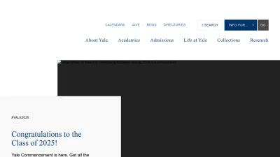 Screenshot of Yale.edu