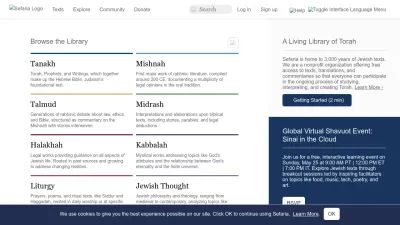 Screenshot of Sefaria.org