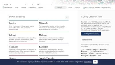 Screenshot preview of sefaria.org