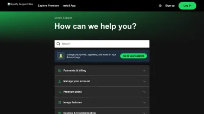 Screenshot of Support.spotify.com