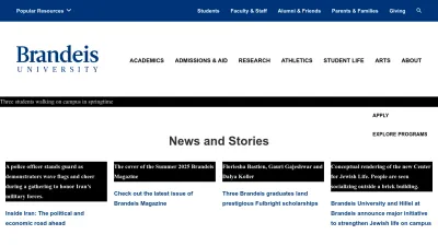 Screenshot preview of brandeis.edu