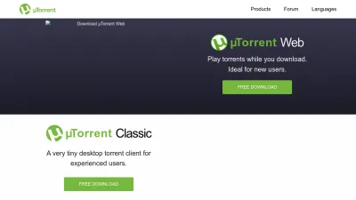 Screenshot of Utorrent.com