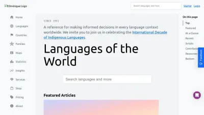 Screenshot of Ethnologue.com