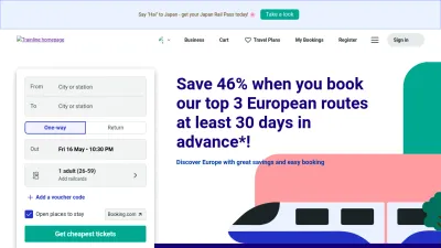Screenshot of Thetrainline.com