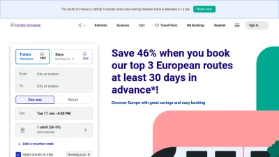 Screenshot preview of thetrainline.com