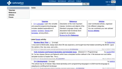 Screenshot of Cplusplus.com
