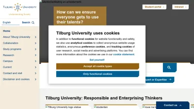Screenshot of Tilburguniversity.edu