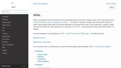 Screenshot of Gdal.org