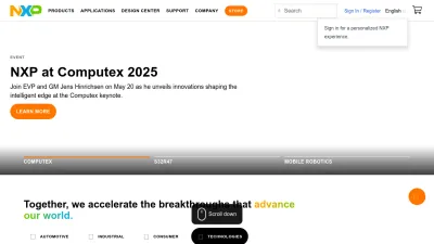 Screenshot of Nxp.com