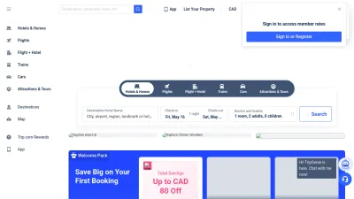 Screenshot preview of trip.com