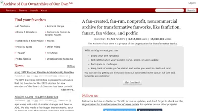 Screenshot preview of archiveofourown.org