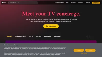 Screenshot of Plex.tv
