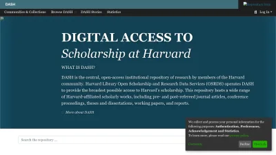 Screenshot of Dash.harvard.edu