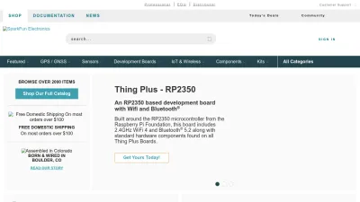 Screenshot of Sparkfun.com