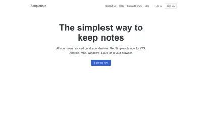 Screenshot of Simplenote.com