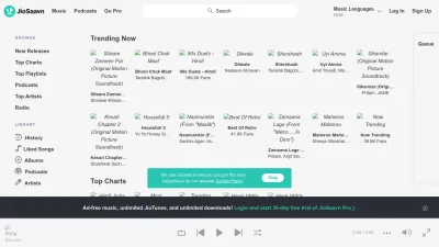 Screenshot preview of jiosaavn.com