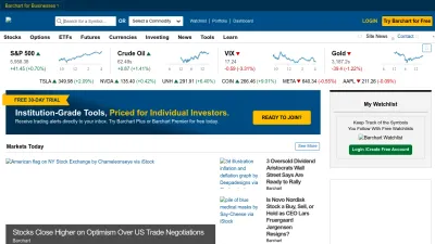 Screenshot of Barchart.com