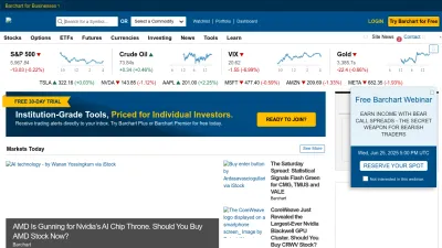 Screenshot preview of barchart.com