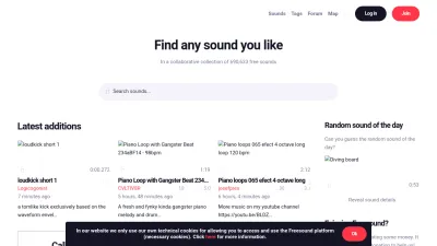 Screenshot of Freesound.org