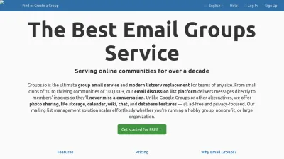 Screenshot of Groups.io