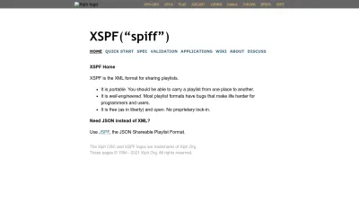 Screenshot of Xspf.org