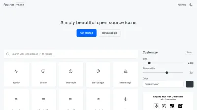 Screenshot preview of feathericons.com