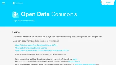 Screenshot of Opendatacommons.org