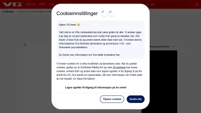 Screenshot of Vg.no