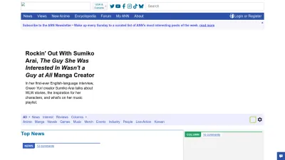 Screenshot of Animenewsnetwork.com