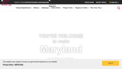 Screenshot of Visitmaryland.org