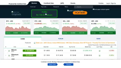 Screenshot of Cryptocompare.com