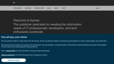 Screenshot of Apress.com
