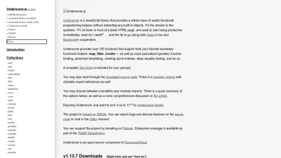 Screenshot of Underscorejs.org